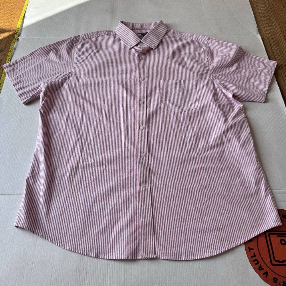 Club Room Charter Club pink white striped Mens Polo Shirt Size  Xl Button Down‎